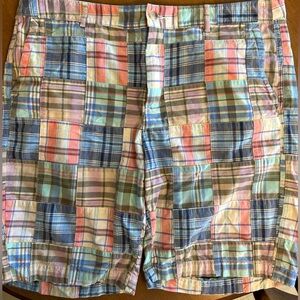 L.L. Bean Madras Patchwork Shorts Size 16 Sandbar